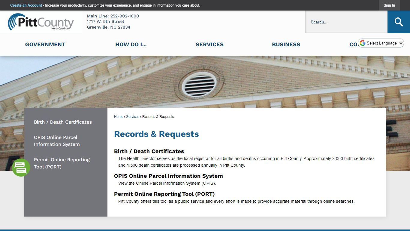 Records & Requests | Pitt County, NC